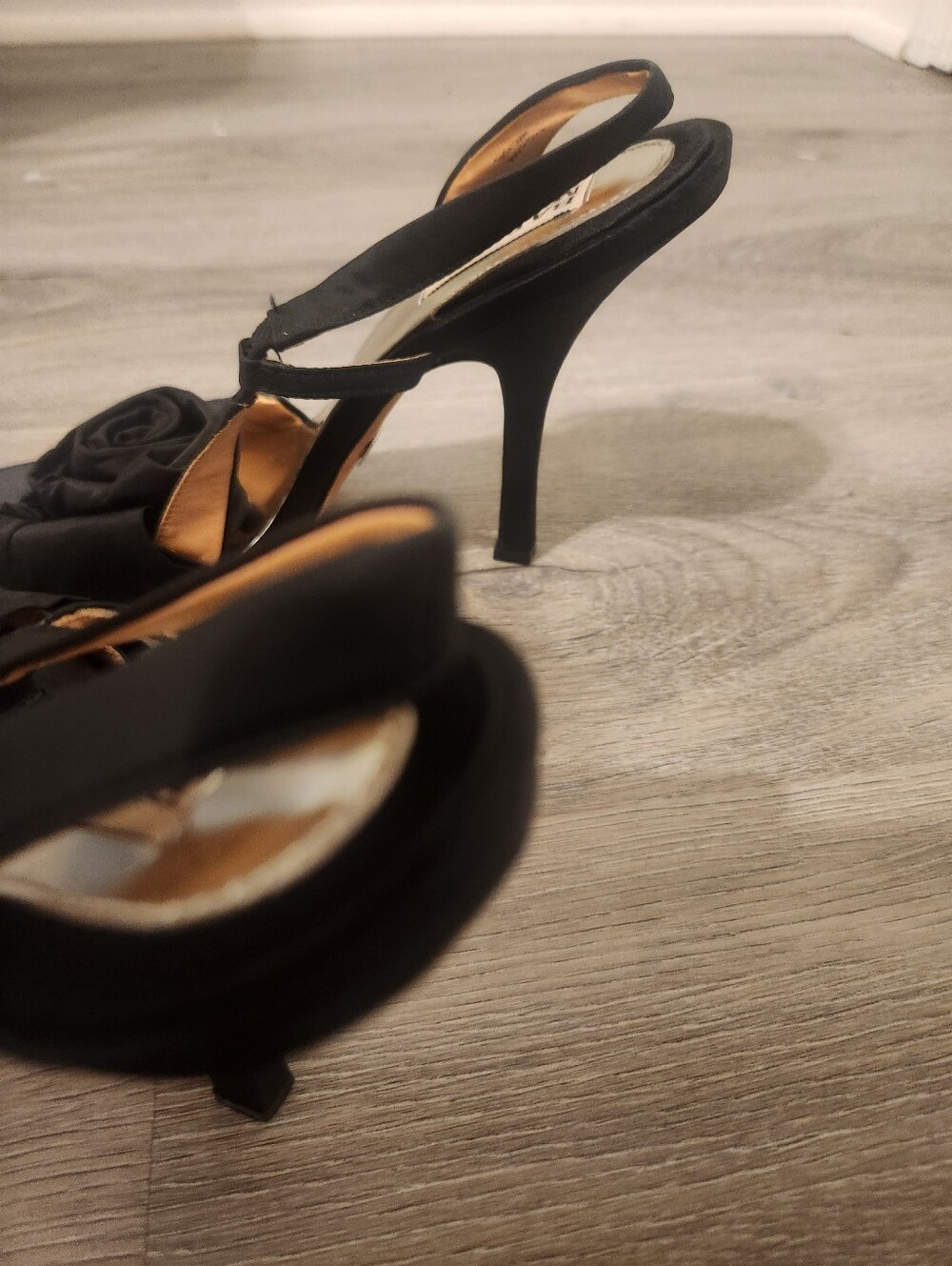 Badgley Mischka Lanah Rose Black Slingback High Heels Leather Sole - Picture 10 of 10